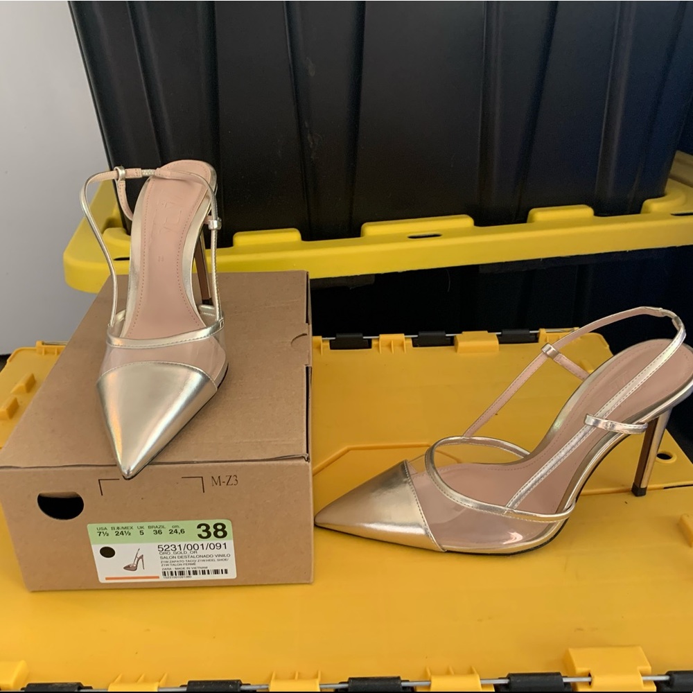 Gold and PVC Zara Slingbacks
